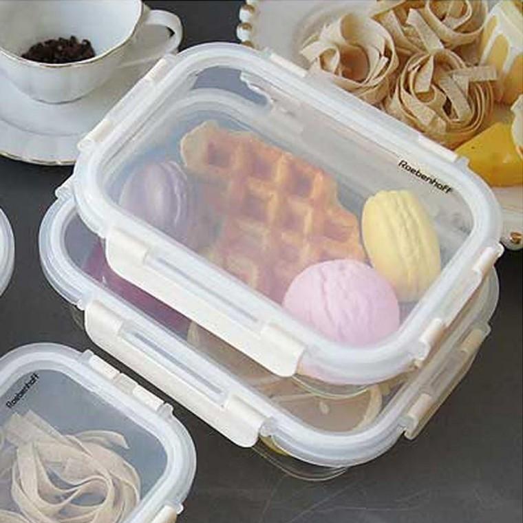 직사각 레벤호프 유리 밀폐용기 640ml 1P 반찬 김치통