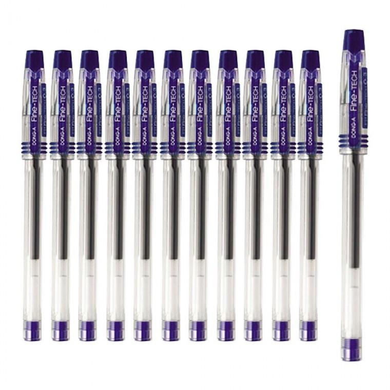 얇은 동아 세필 볼펜 0.3mm 블루 12개 1P 필기 중성펜
