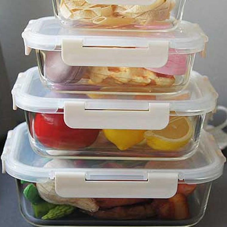직사각 주방 유리 밀폐용기 1050ml 1P 반찬통 김치통