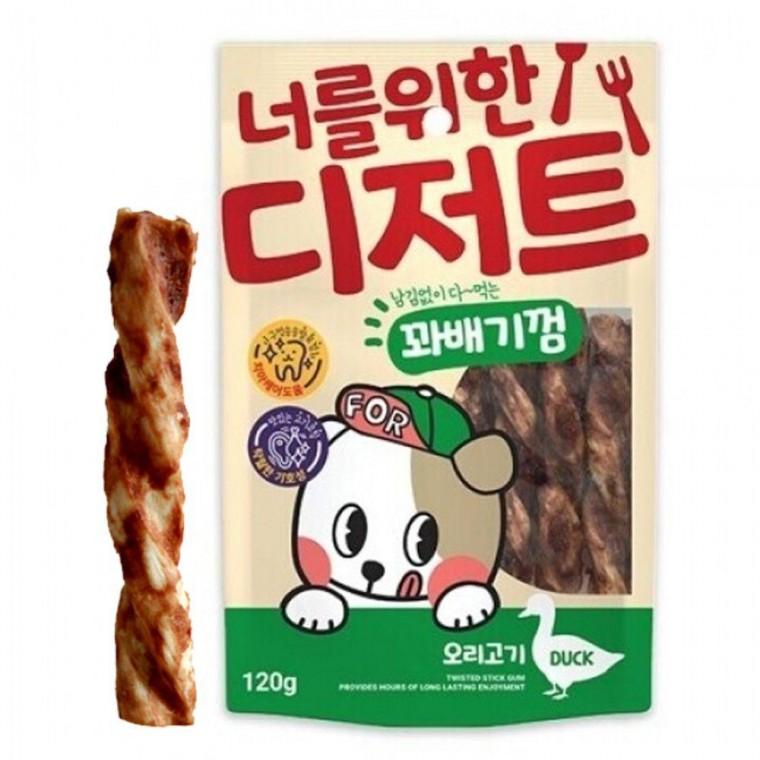 고기 강아지 코팅 꽈배기 껌간식 오리 120g 1P 개껌
