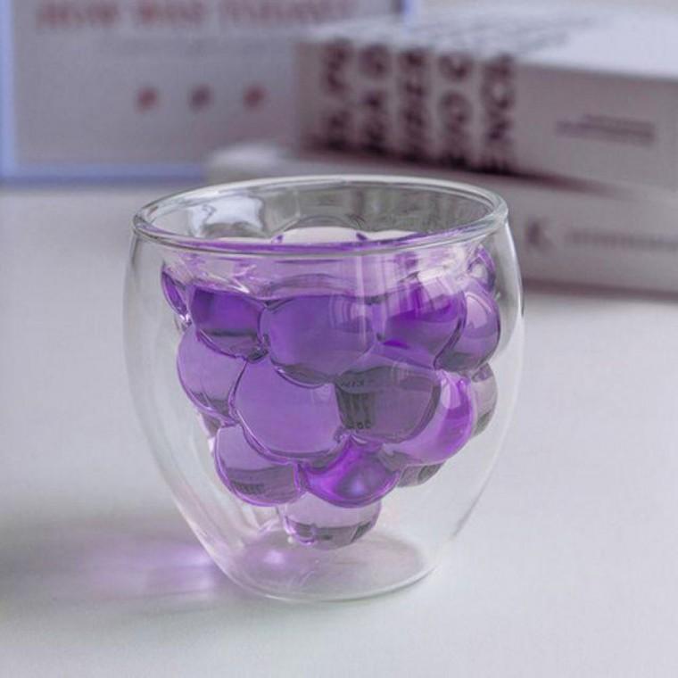이중유리컵 과일모양 포도 250ml 1P 홈카페 유리잔