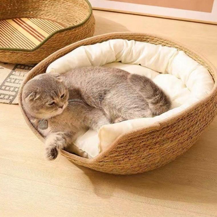 라탄 고양이 바구니 숨숨집 대형 1P 베드 핸드메이드