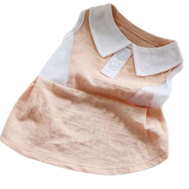 메쉬 강아지 카라 원피스 핑크 2XL 1P 깔끔한 나시