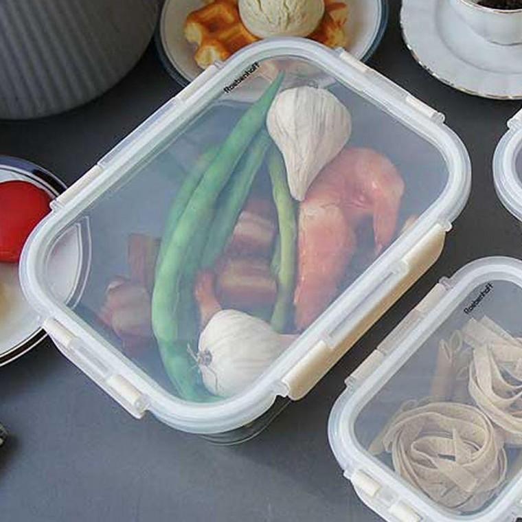 직사각 주방 유리 밀폐용기 1520ml 1P 반찬통 김치통