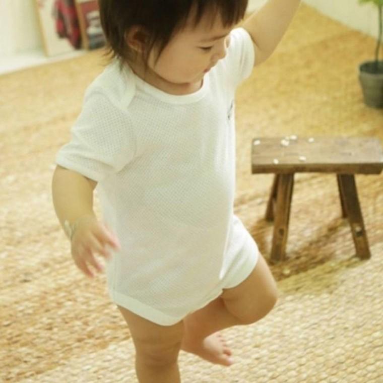 메쉬 신생아 오가닉 무지 실내복 바디슈트 1P 아기옷