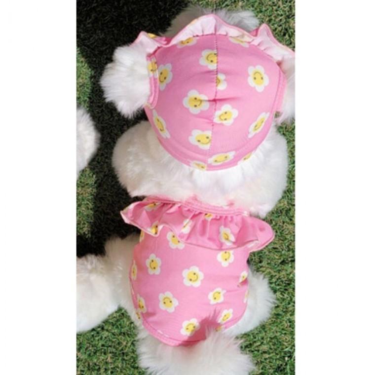 데이지 강아지 X자 수영복 핑크 2XL 1P 물놀이 나시