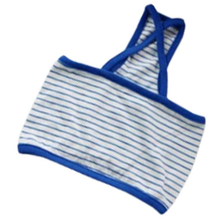단가라 강아지 X자 크롭 나시티 블루 2XL 1P 티셔츠