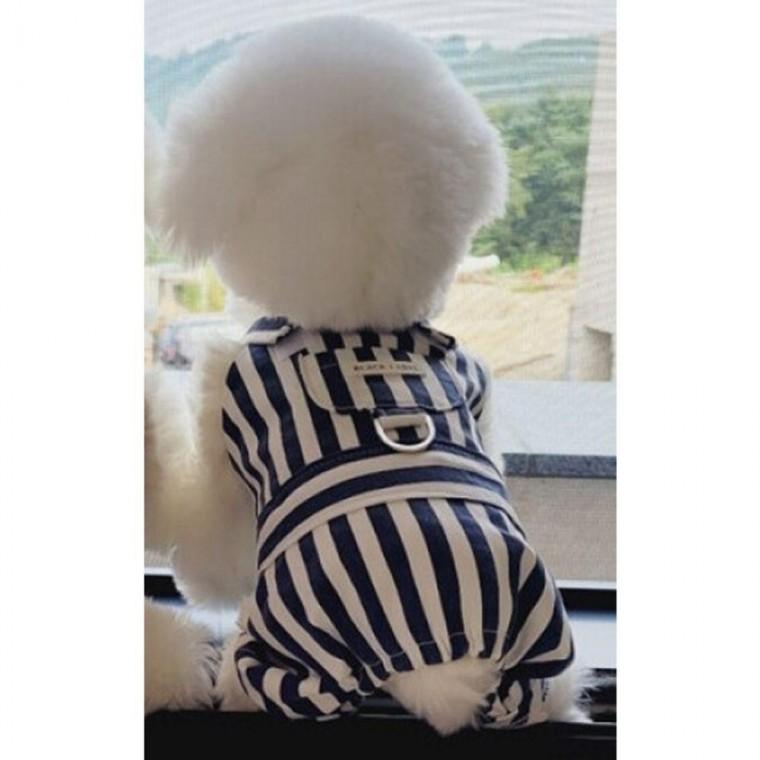 멜빵 강아지 커플룩 하네스 네이비 2XL 1P 올인원 D링