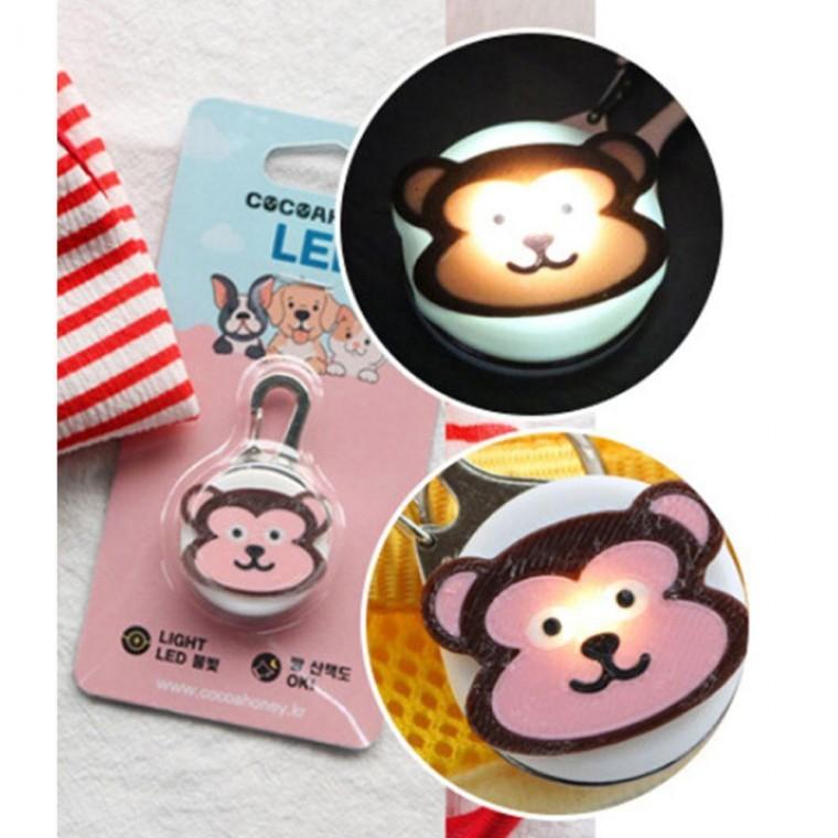 원숭이 강아지 LED 팬던트 1P 야간 산책 목걸이 불빛
