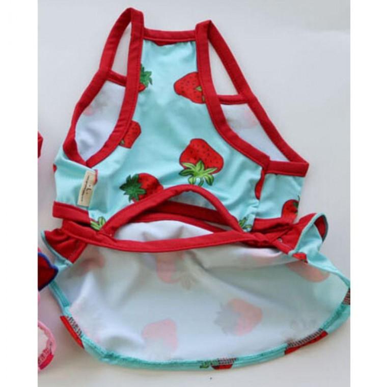 후르츠 강아지 비키니 블루 2XL 1P 물놀이 투피스