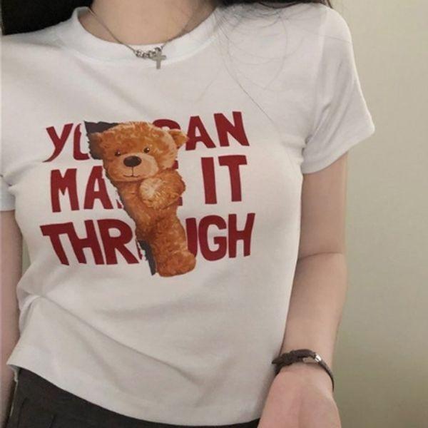 베어 여성 반팔티 라운드티 크롭 여자 바팔 티셔츠