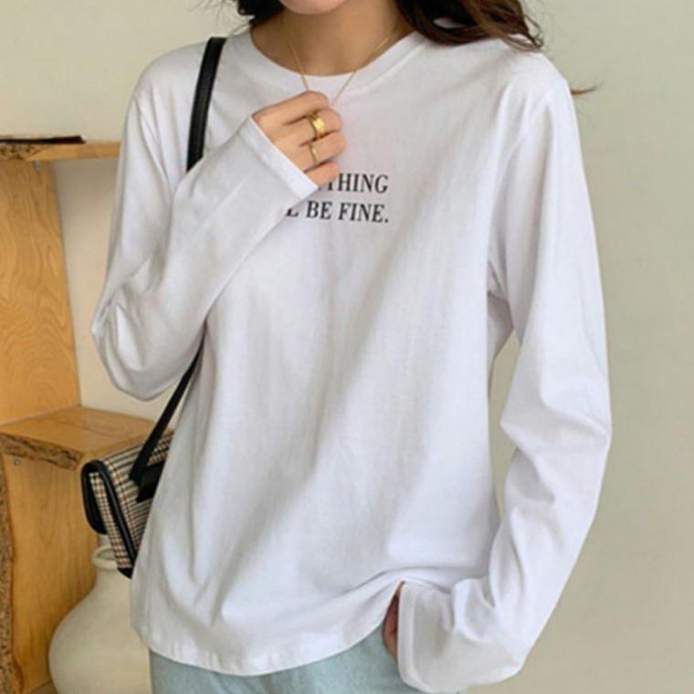 신상 여성 레터링 티셔츠 긴팔 데일리룩