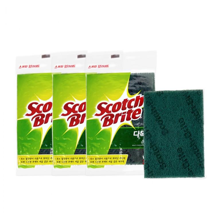 3M 다목적 수세미 AL-173(1p) 115x150mm-3개 스카치 브라이트 주방수세미 수세미 초록수세미 연마수세미