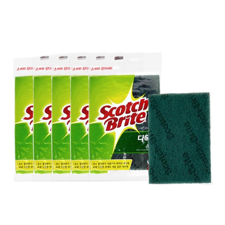 3M 다목적 수세미 AL-173(1p) 115x150mm-5개 스카치 브라이트 주방수세미 수세미 초록수세미 연마수세미