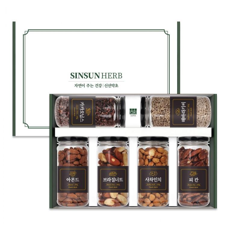 신선약초 프리미엄 견과류 6종 선물세트 브라질너트 사차인치 아몬드 피칸 해바라기씨 카카오닙스