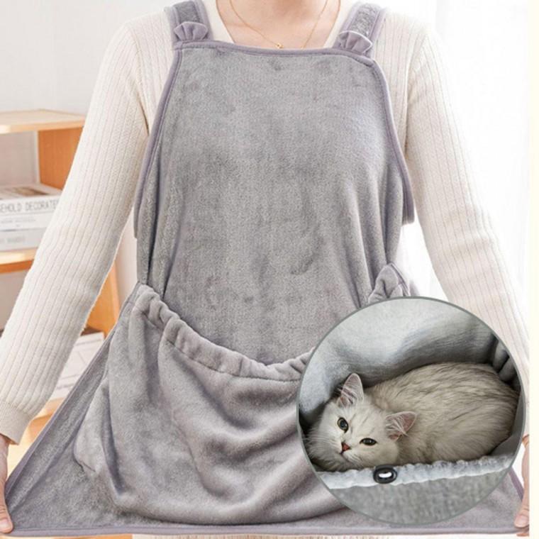 극세사 고양이 캥거루 포대기 앞치마 1P 포켓 주머니