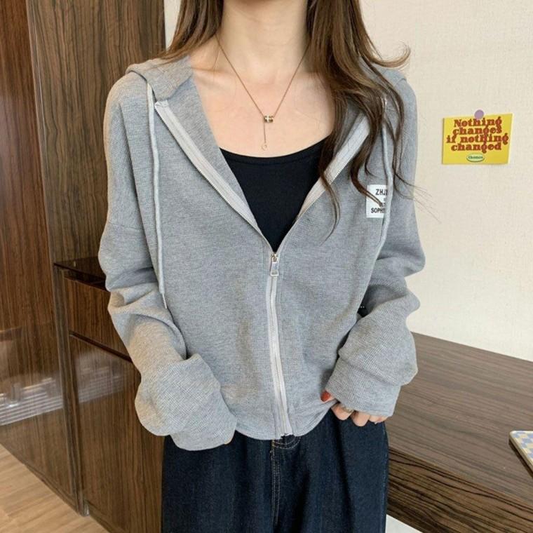 와플 루즈핏 후드집업 루즈핏 후드집업 세미크롭 와플후드집업 세미크롭자켓