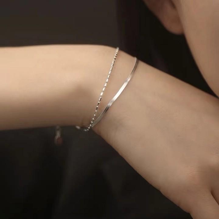 S925 여성 데일리 실버 뱅글 투라인 팔찌