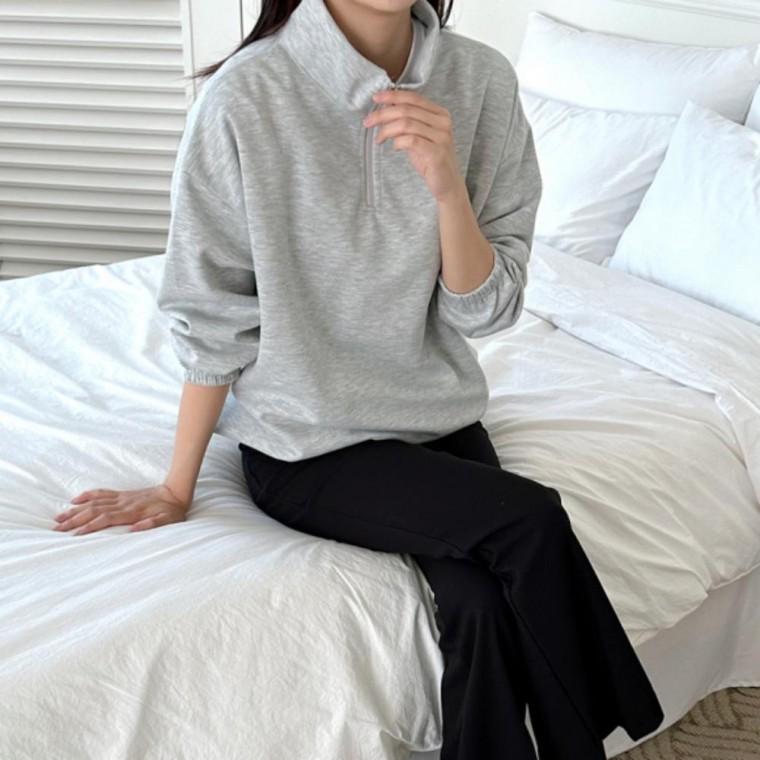 여자 맨투맨 에어 주넬 반집업 반집업맨투맨 오버핏