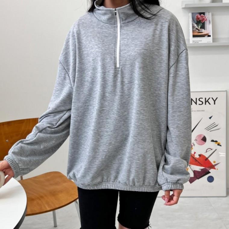 반집업 맨투맨 여자 밴딩 지퍼맨투맨 반집업맨투맨