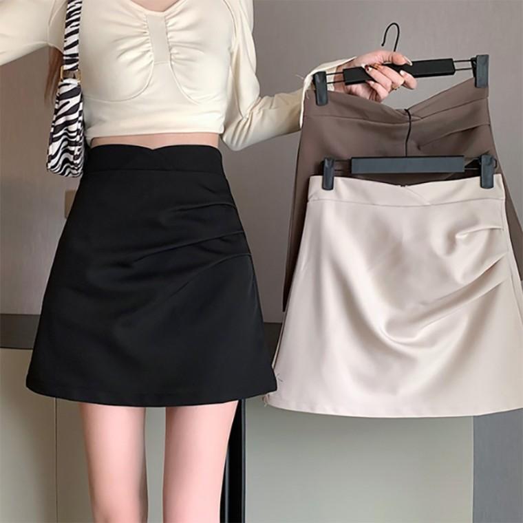예쁜 옆라인 셔링 짧은 하이웨스트 여자 스커트