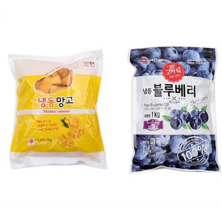 VB 냉동과일 냉동망고 1kg + 냉동블루베리 1kg