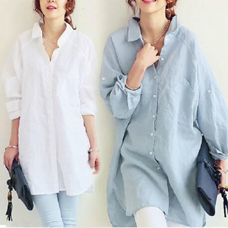G126953 앞뒤단추 롱남방 루즈핏 셔츠