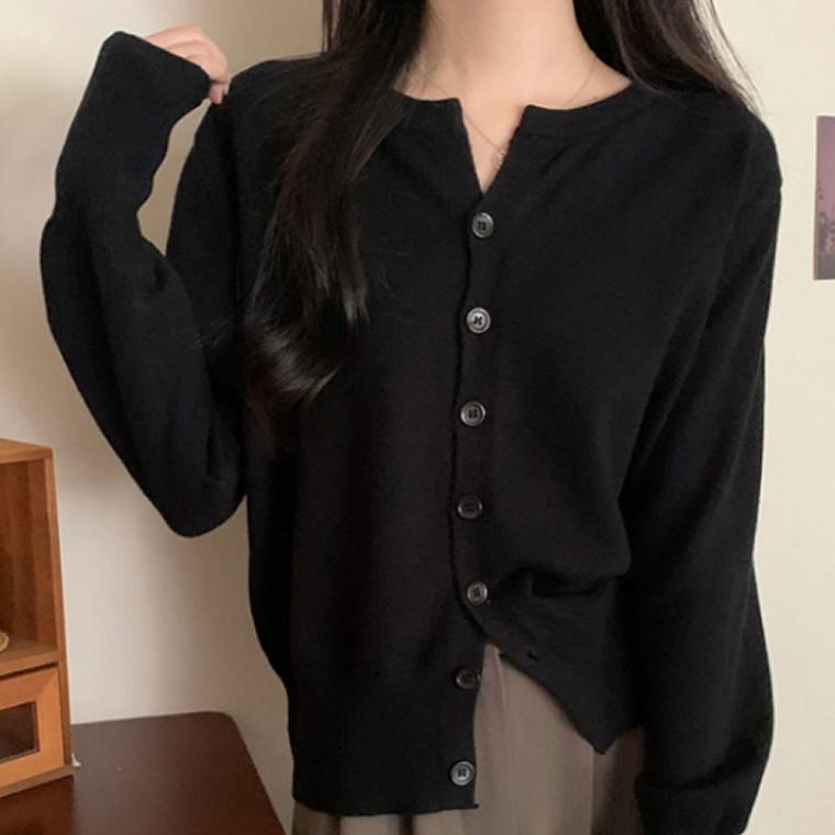 여성 캐시미어 데일리 버튼 니트 울가디건