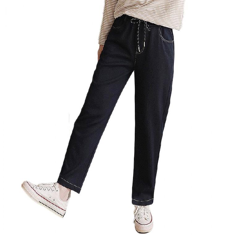 여성 허리밴딩 소프트진 데일리 일자 바지