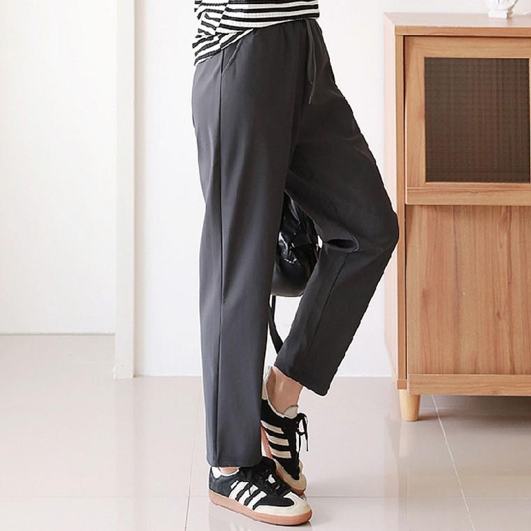 여성 겨울 밴딩 양모 안감 데일리 일자팬츠