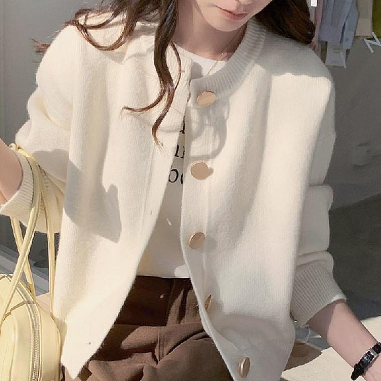 여성 루즈핏 빅버튼 아우터 간절기 가디건