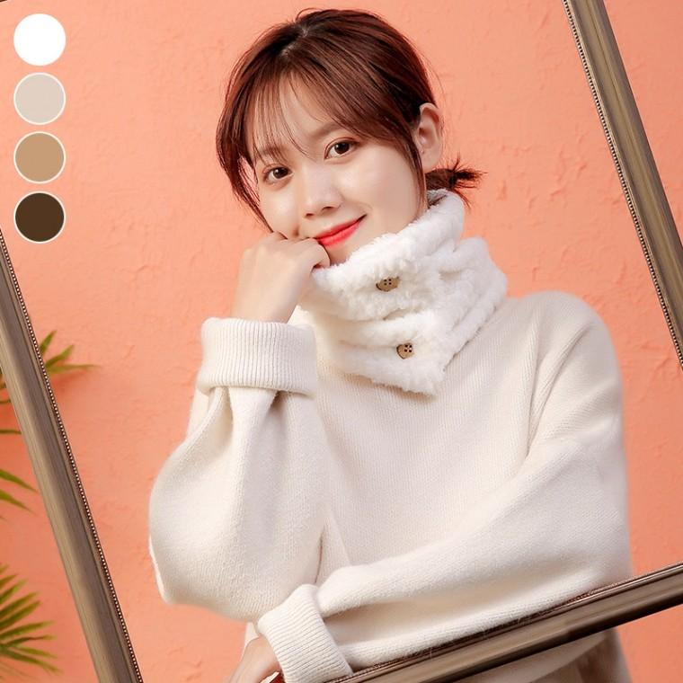 넥워머 겨울아이템 퍼 목도리 방한 투버튼 두가지스타일 와플무늬