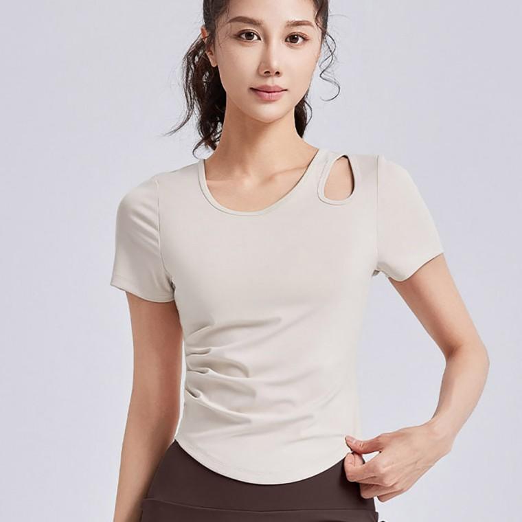 여자 헬스 요가 필라테스 트레이닝 어깨 펀칭 포인트 셔링 반팔 운동복