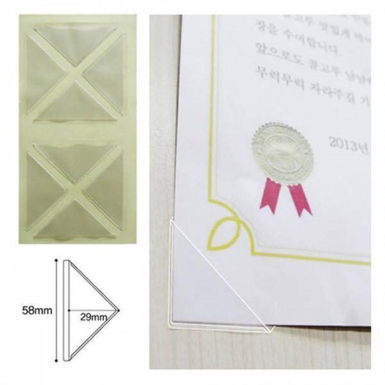 투명 접착 포켓 코너 스틱 삼각 미니 100매 800P 상장 사진 부착