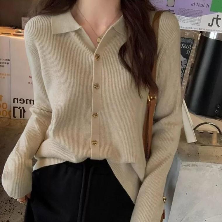 소재 단정한 카라 데일리룩 긴팔 가디건 여자 신축성 니트 여성가디건 니트가디건 여자가디건