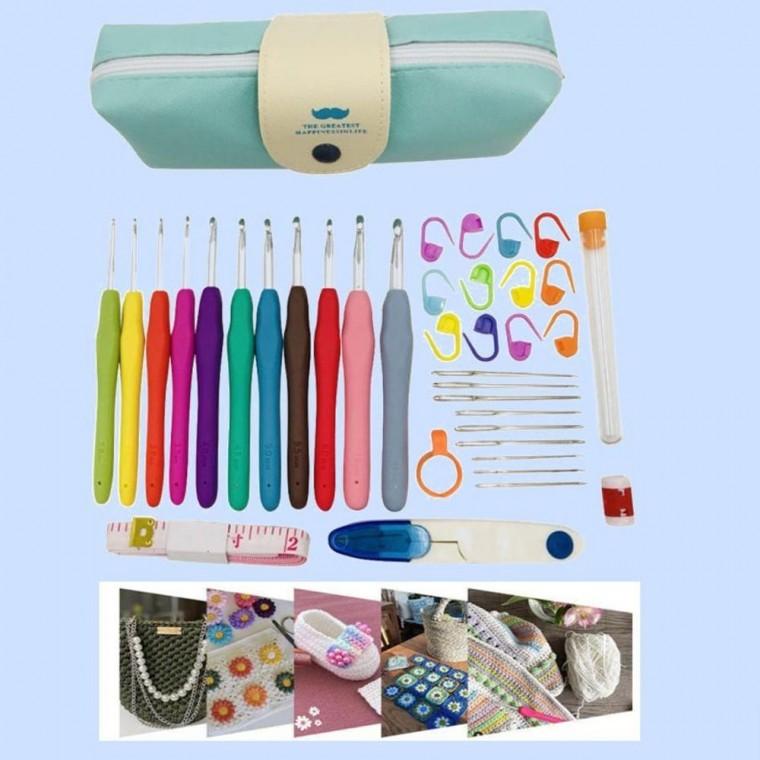 우리몰 코바늘 돗바늘 단수링 세트 컬러 뜨개 도구 DIY