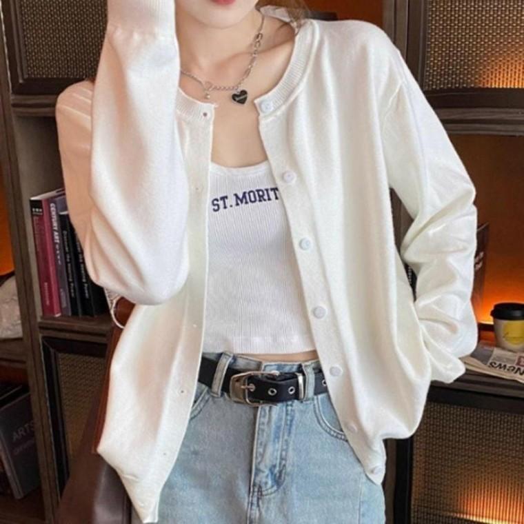 가디건 소프트 라운드넥 심플 베이직 데일리 여성