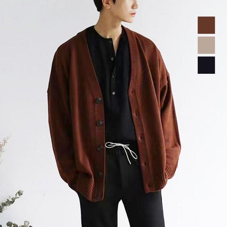 남성 간절기 기본 브이넥 V넥 니트 가디건