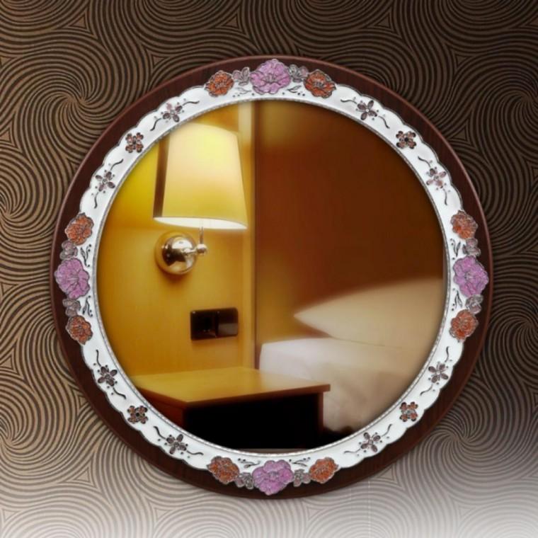 거울 벽 욕실 벽걸이 인테리어 원형 월넛