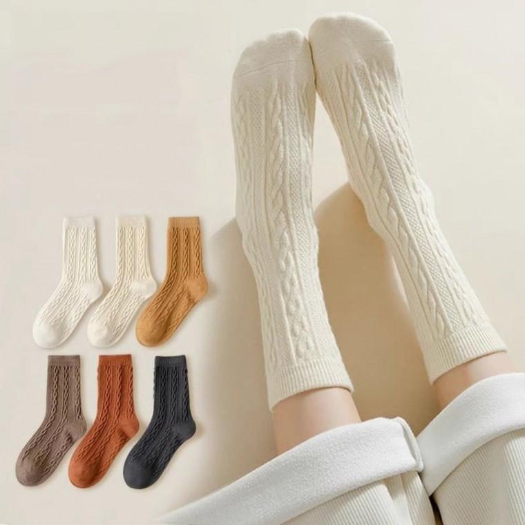 꽈배기 중목 양말 5켤레 겨울 보온 수면 발목양말