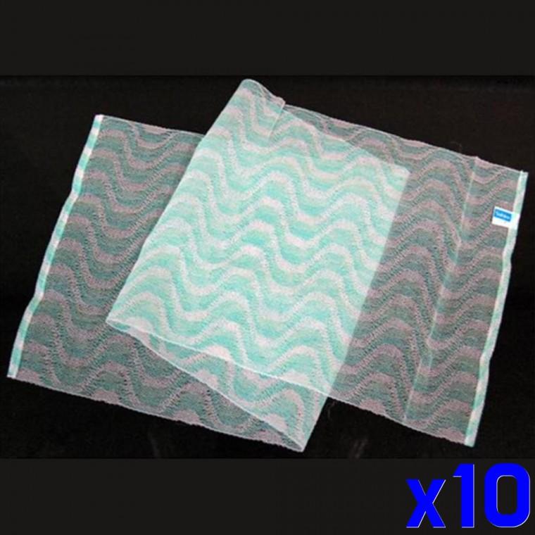 웨이브 샤워거품 타월 30x100cm x10개-색상랜덤발송