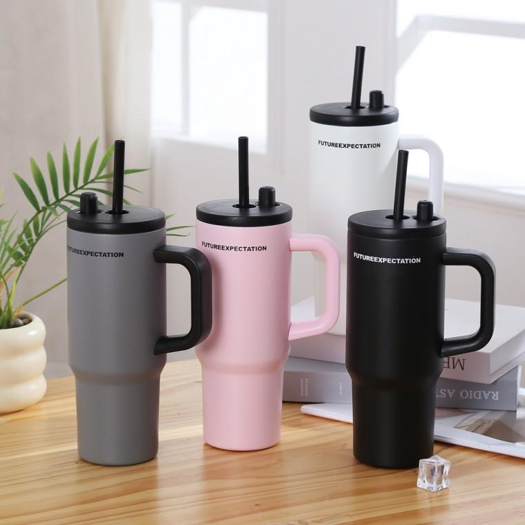 스텐316 빨대 보틀 텀블러 이중진공 710ML 대용량 보온보냉 손잡이 여행 및 야외 활동용 텀블러