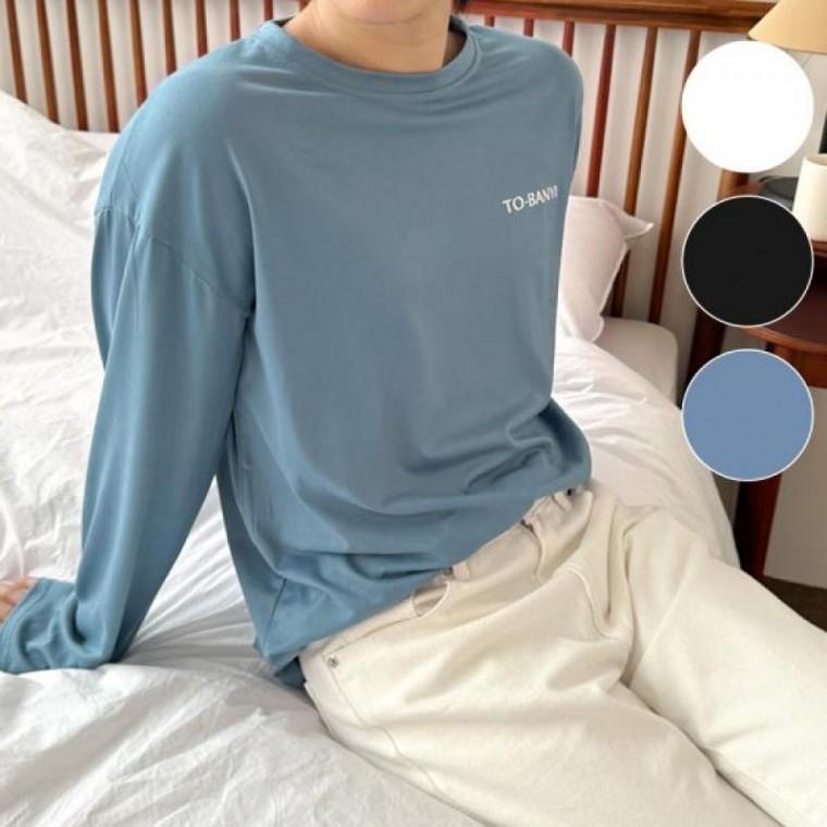 남자 데일리 긴팔 얇은 스판 기본 티셔츠 흰티 검정티