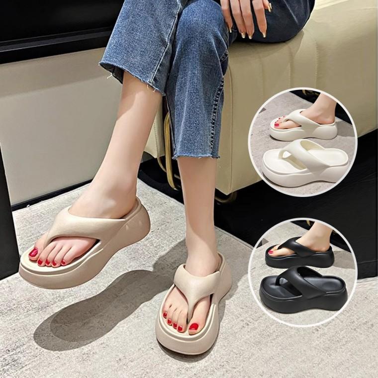 솔리드 컬러 6CM 키높이 쪼리
