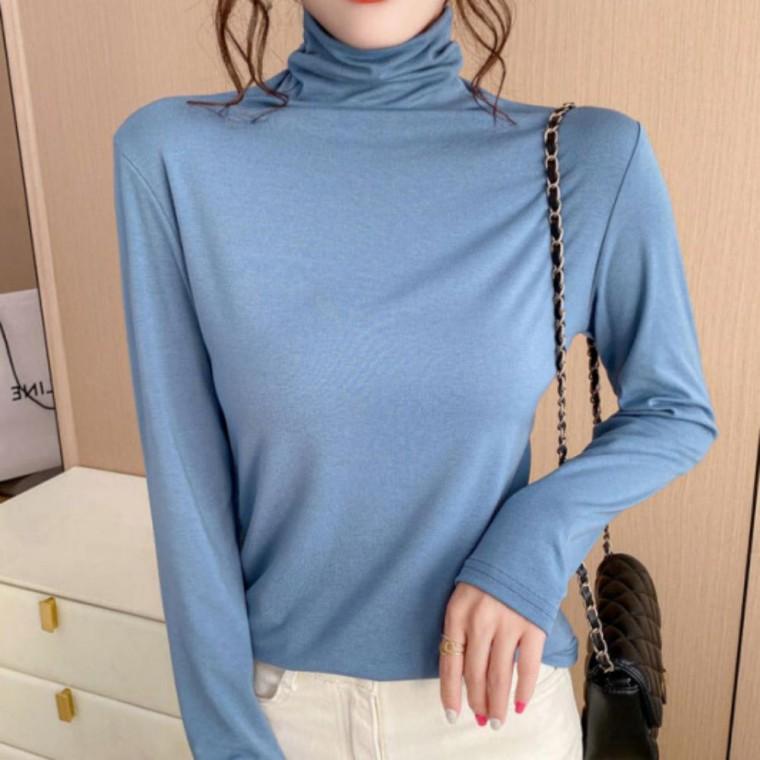 여성 폴라 반폴라티 반목 티셔츠 긴팔 데일리 반목티 목폴라 목티
