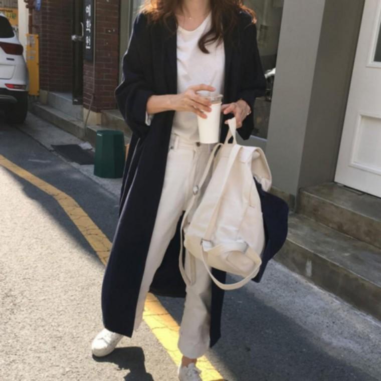 포인트 여자 롱 시크 셔츠 오버핏 레이어드 허리끈