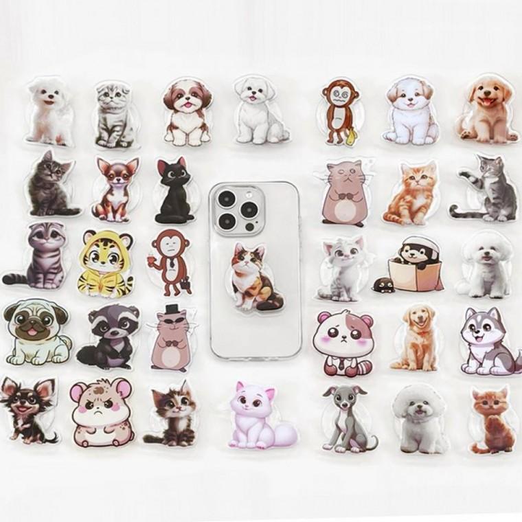 홀더 그립 아크릴 톡 고양이 링 손잡이 캐릭터 스마트 강아지 뉴백담 귀여운