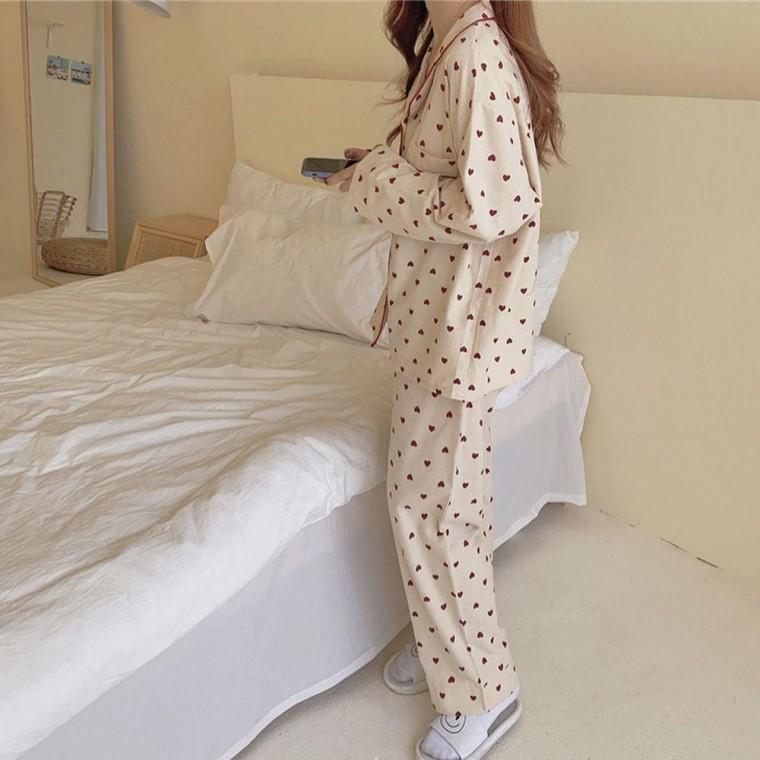 하트 실내복 기모 수면 잠옷 피치 상하의 피치기모실내복 세트