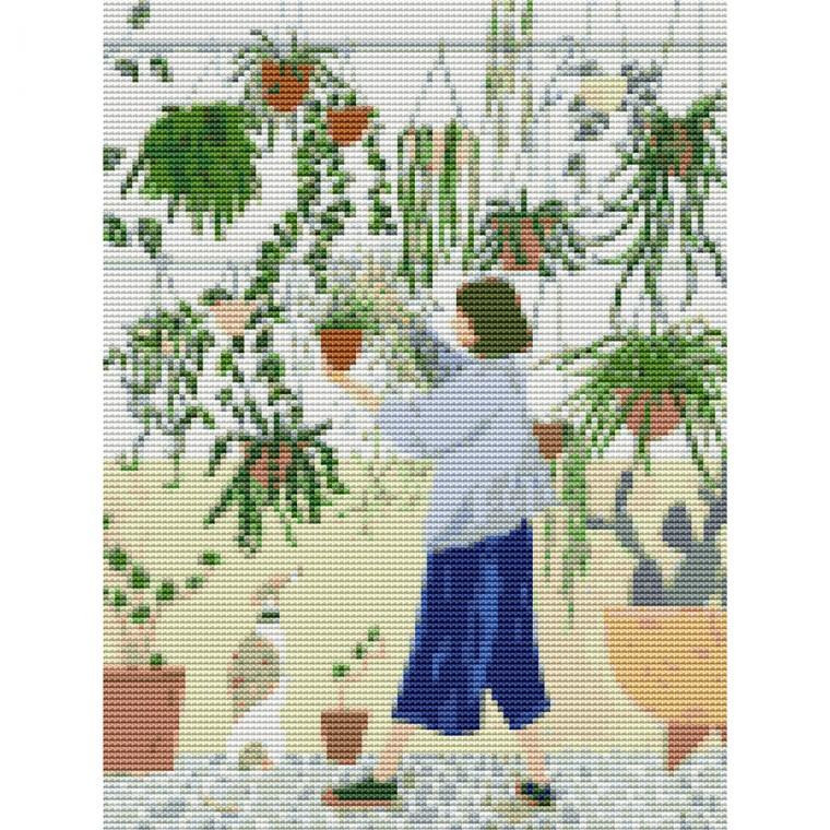 DIY보석십자수 하모니아트 캔버스형 30X40 해피가드닝1