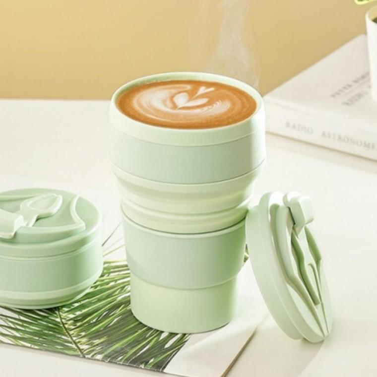 휴대용 위생 포켓 접이식 실리콘 텀블러 500ml